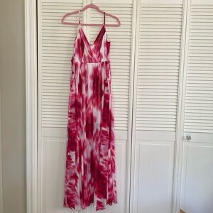 Floor length pink watercolor gown size 4